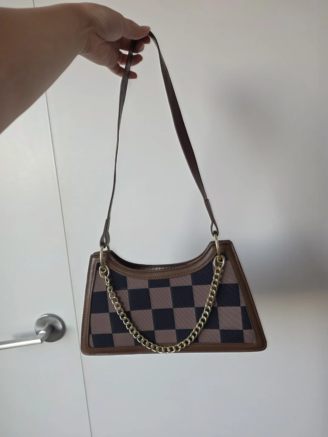 Brown and Black Checkered Shoulder Bag - photo 2