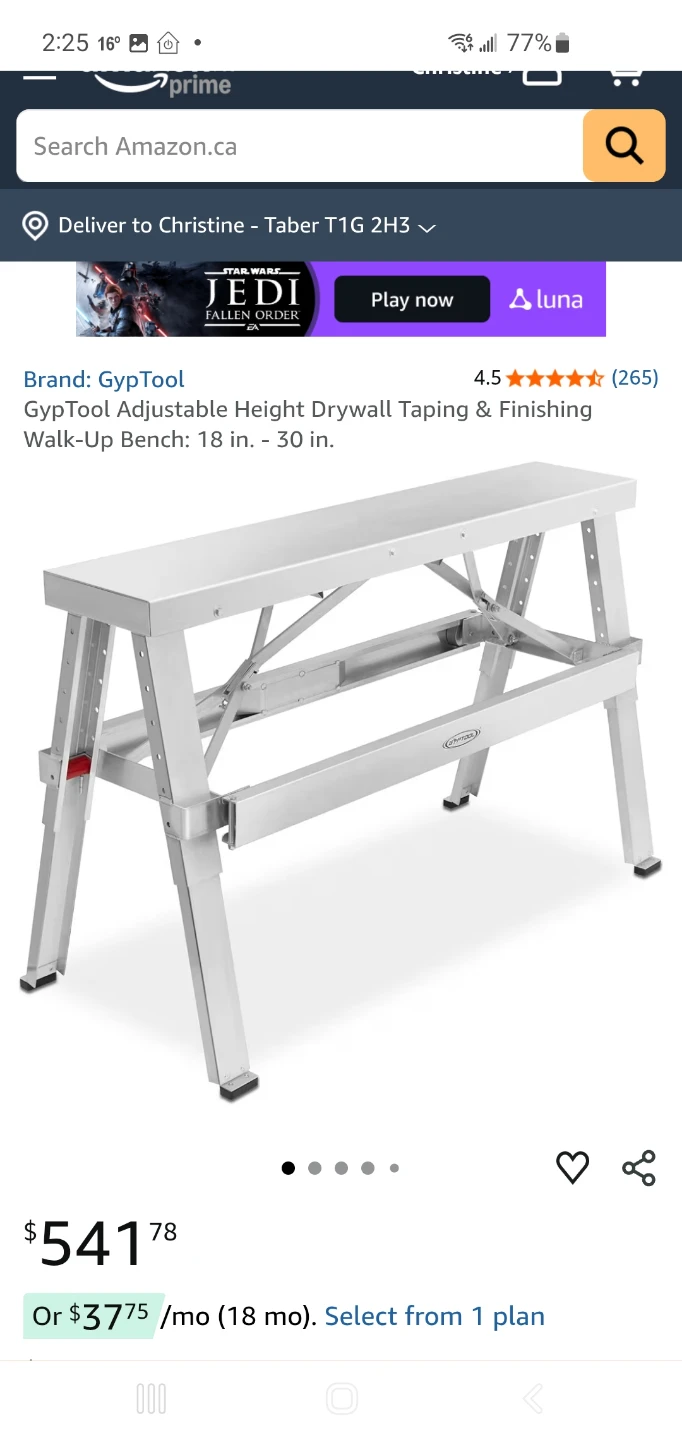 Adjustable Aluminum Drywall bench 48 inch long - photo 5