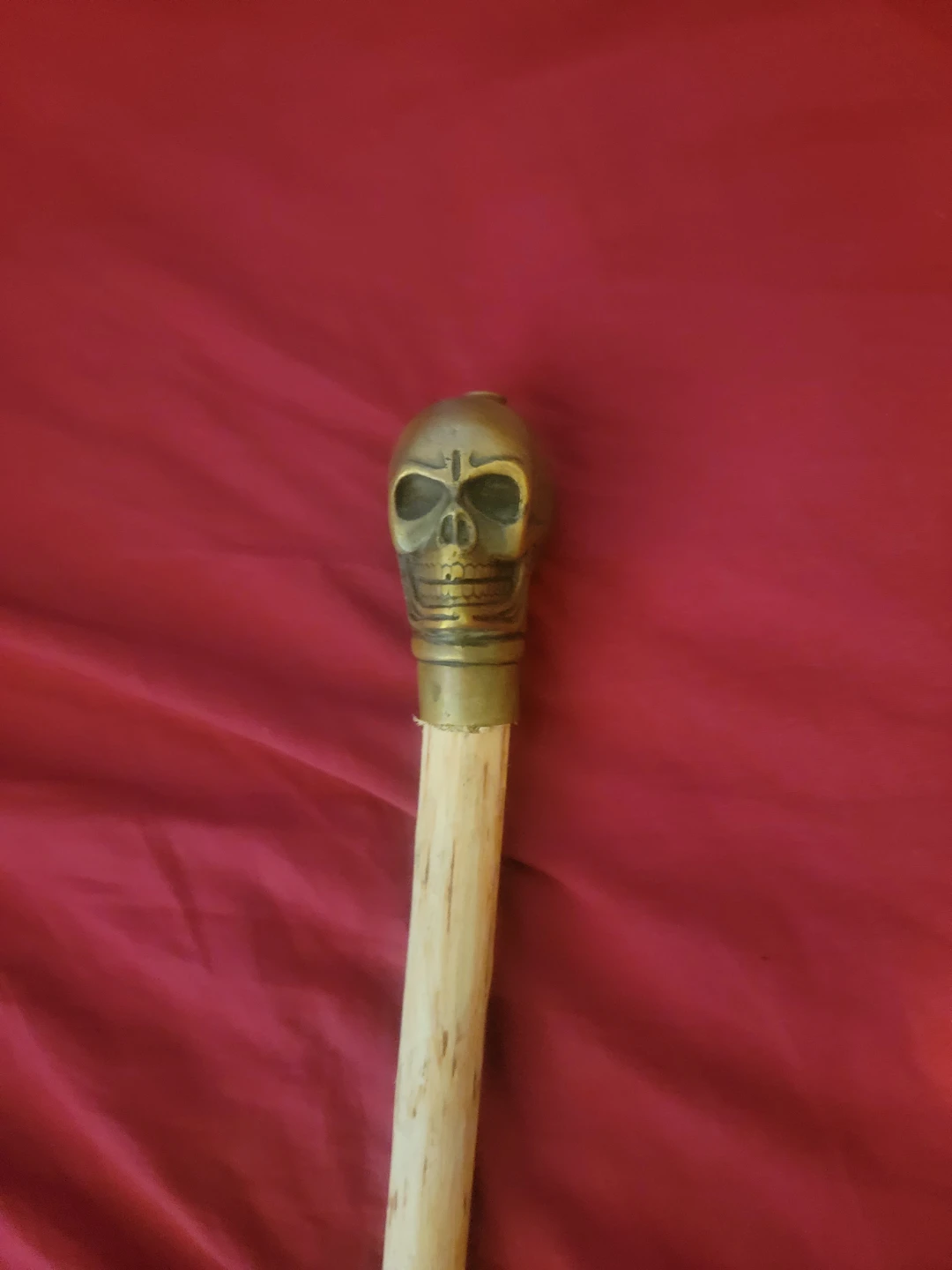 Brass Skull Handle Walking Stick