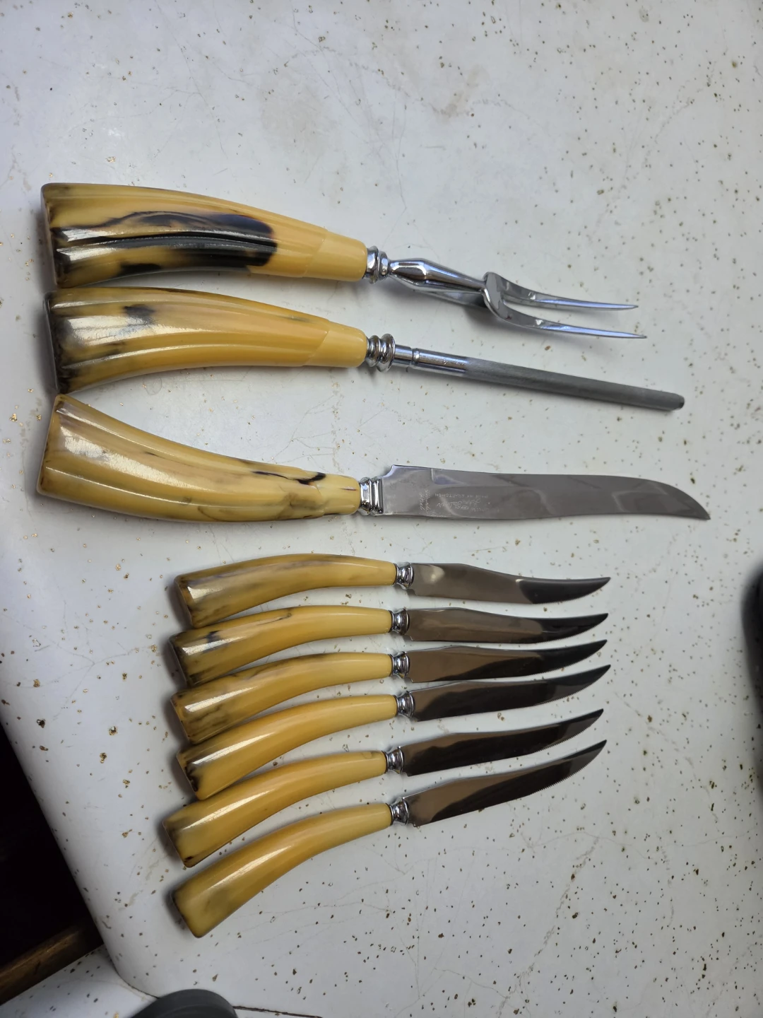 Vintage John Palmer Carving Set and Steak Knives