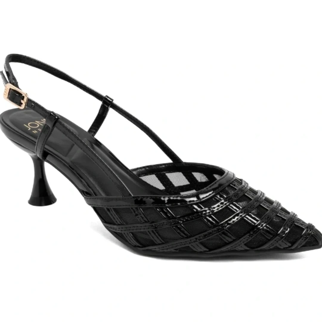 Jones New York Linela Black Mesh Slingback Kitten Heels US8.5