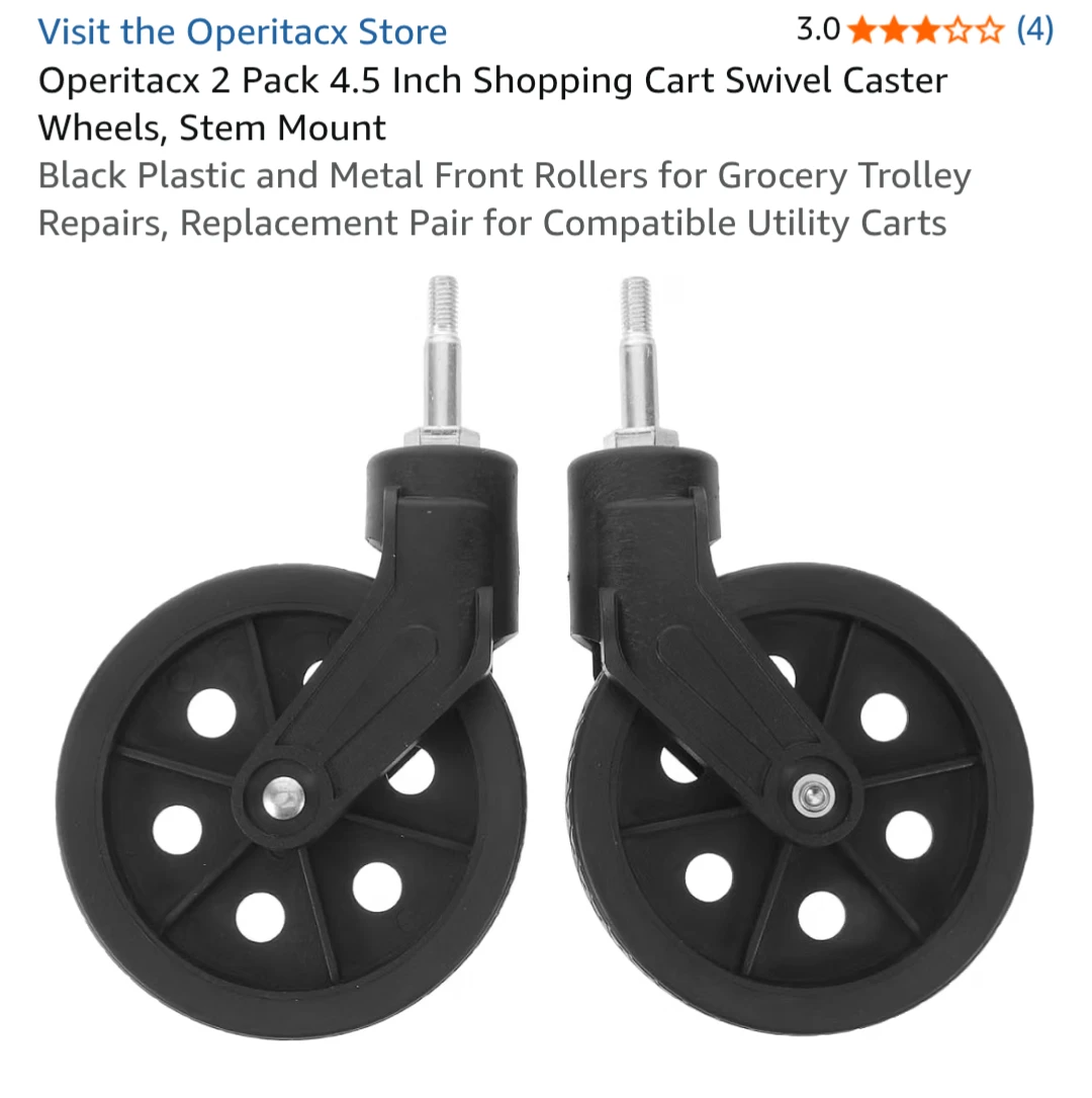 Operitacx 2 Pack 4.5 Inch Shopping Cart Swivel Casters
