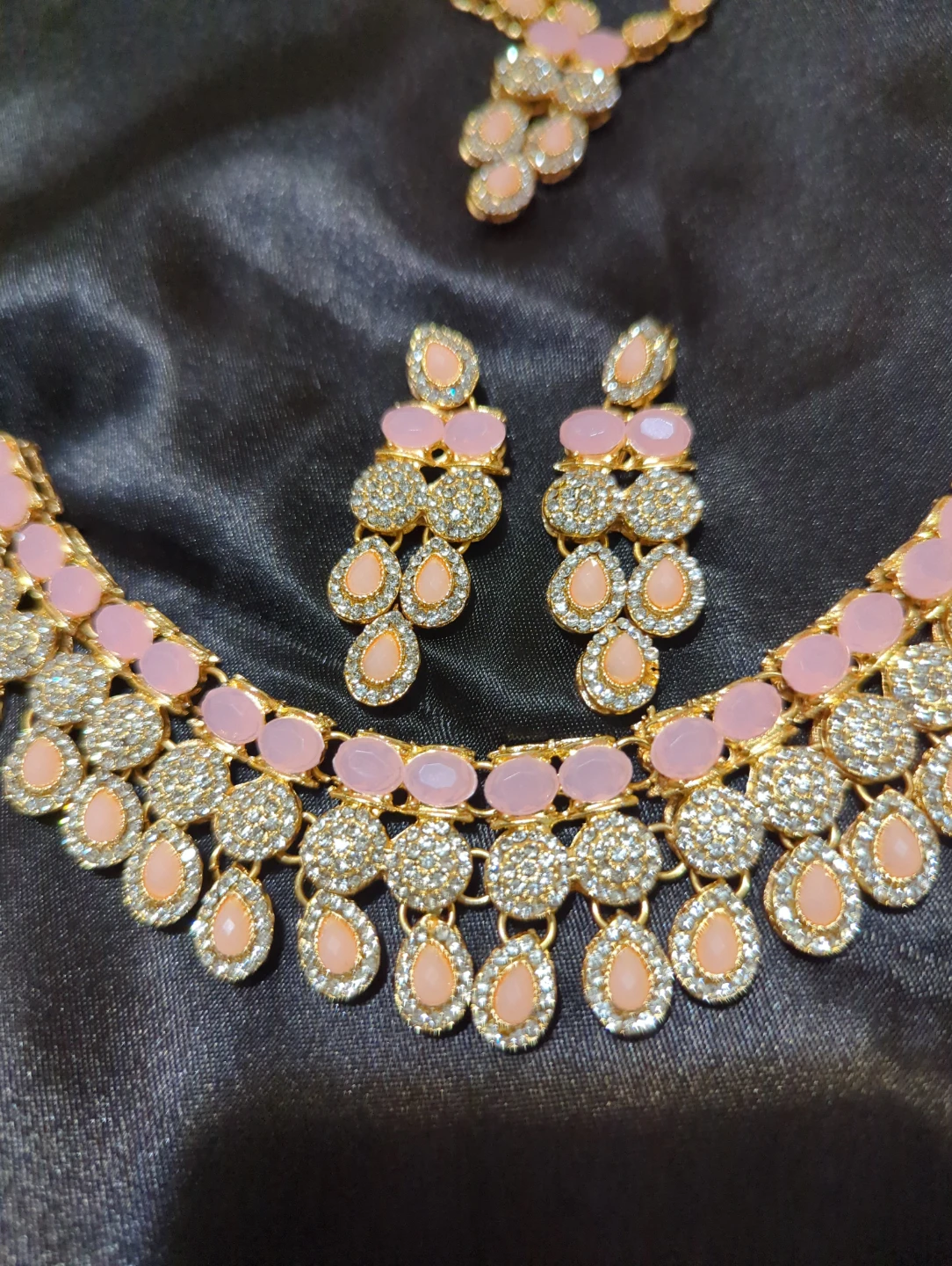 Pink and Gold Tone Jewelry Set