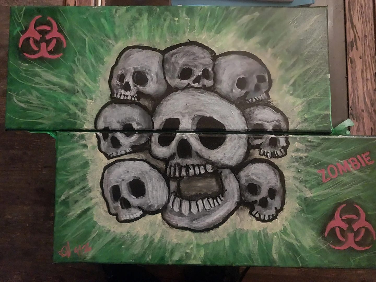 Two-Piece Zombie Skull Wall Art