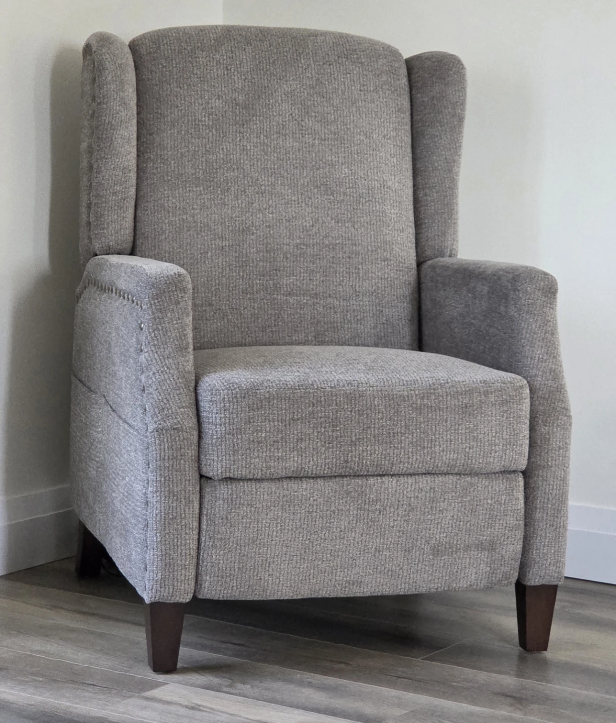 Light Grey Wingback Recliner Chair