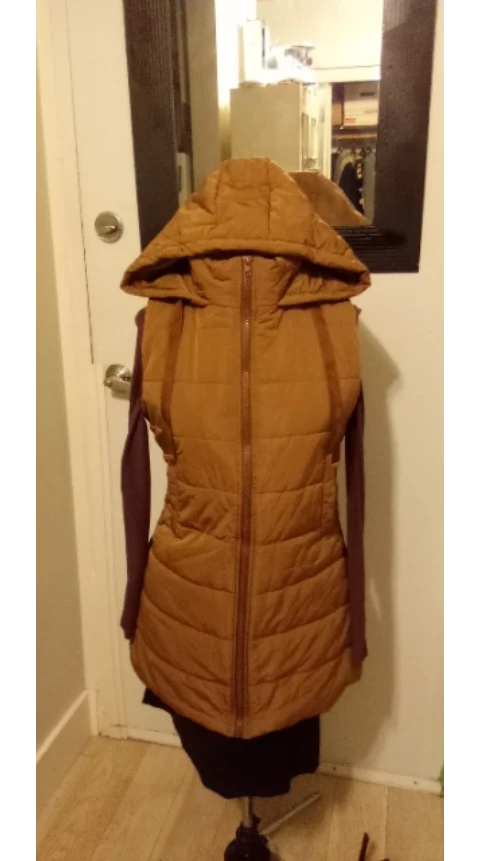 Tan Hooded Puffer Vest