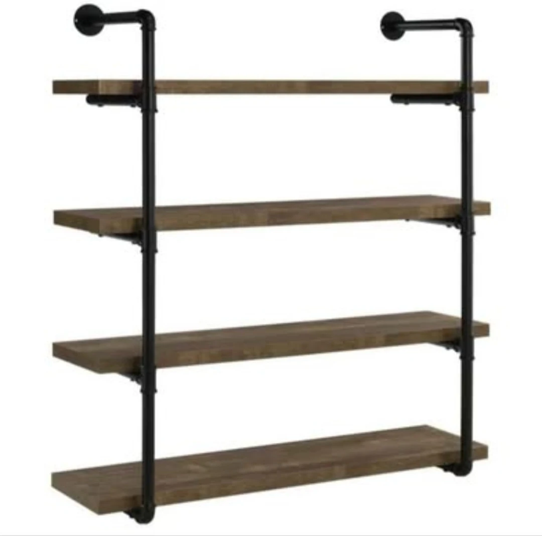 Industrial 4-Tier Wall-Mounted Pipe Shelving Unit - photo 3