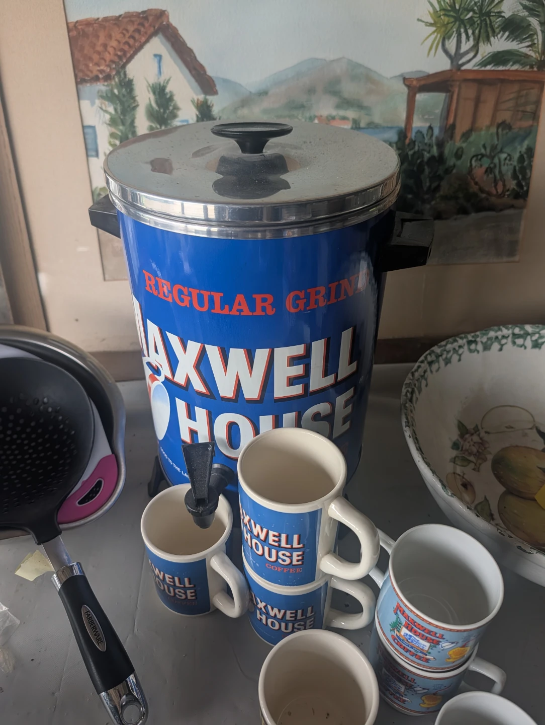 Vintage Maxwell House Coffee Dispenser and Mug Collection