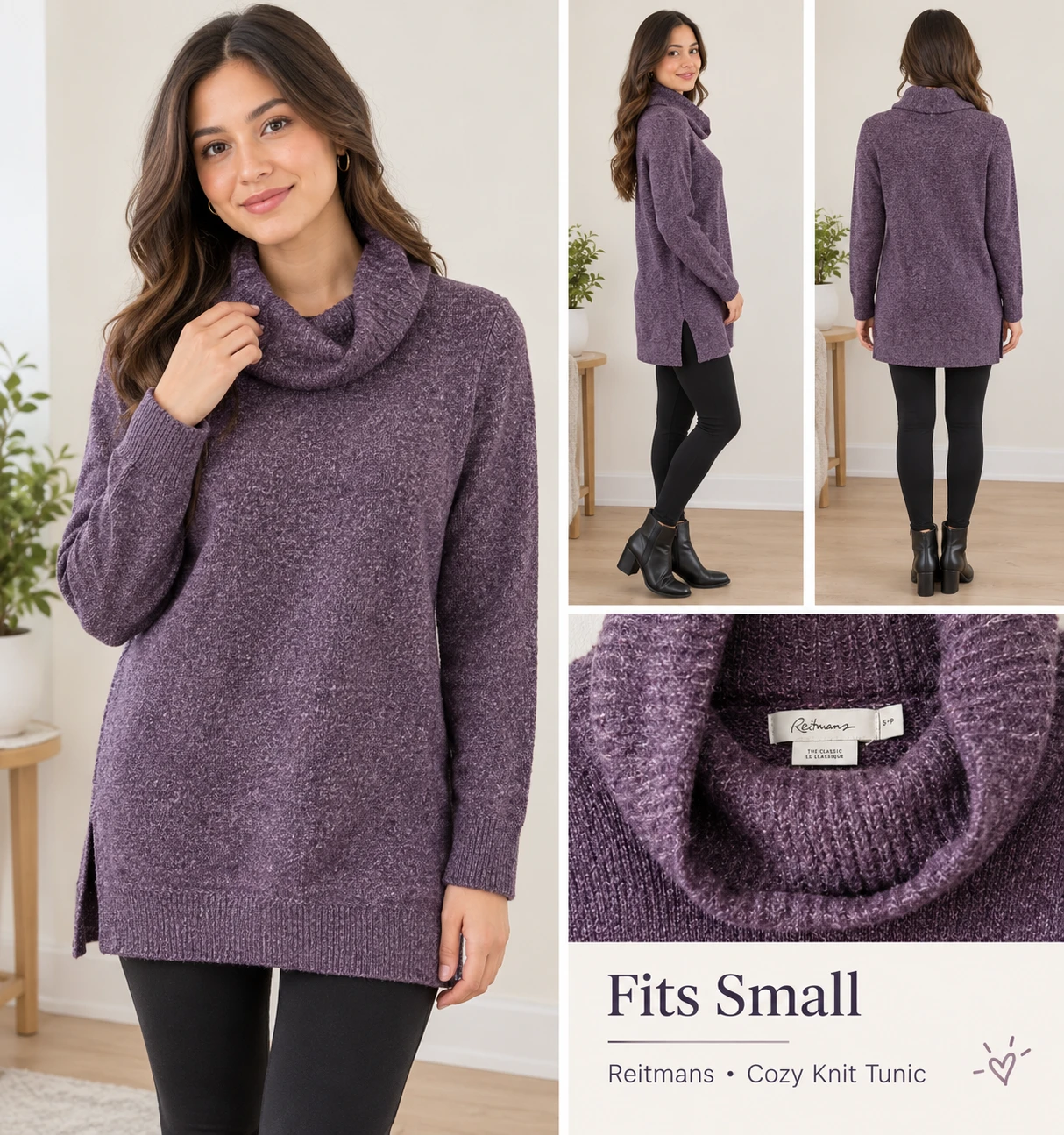 Reitmans Purple Cowl Neck Tunic