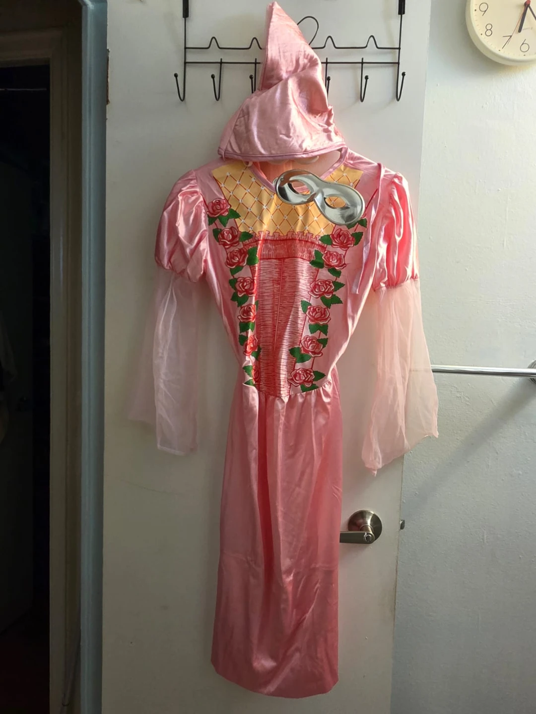 Pink princess Costume Dress with Hood and Mask