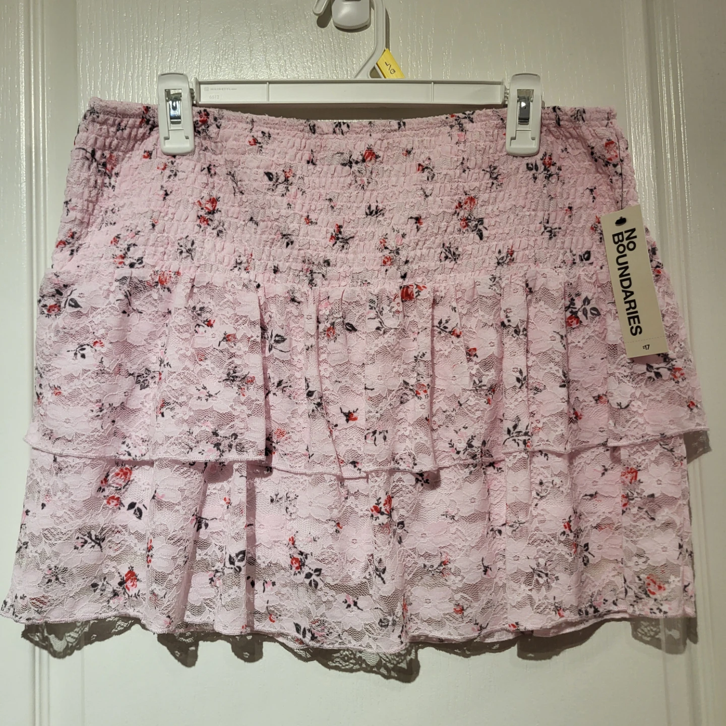 No Boundaries Pink Floral Lace Skirt