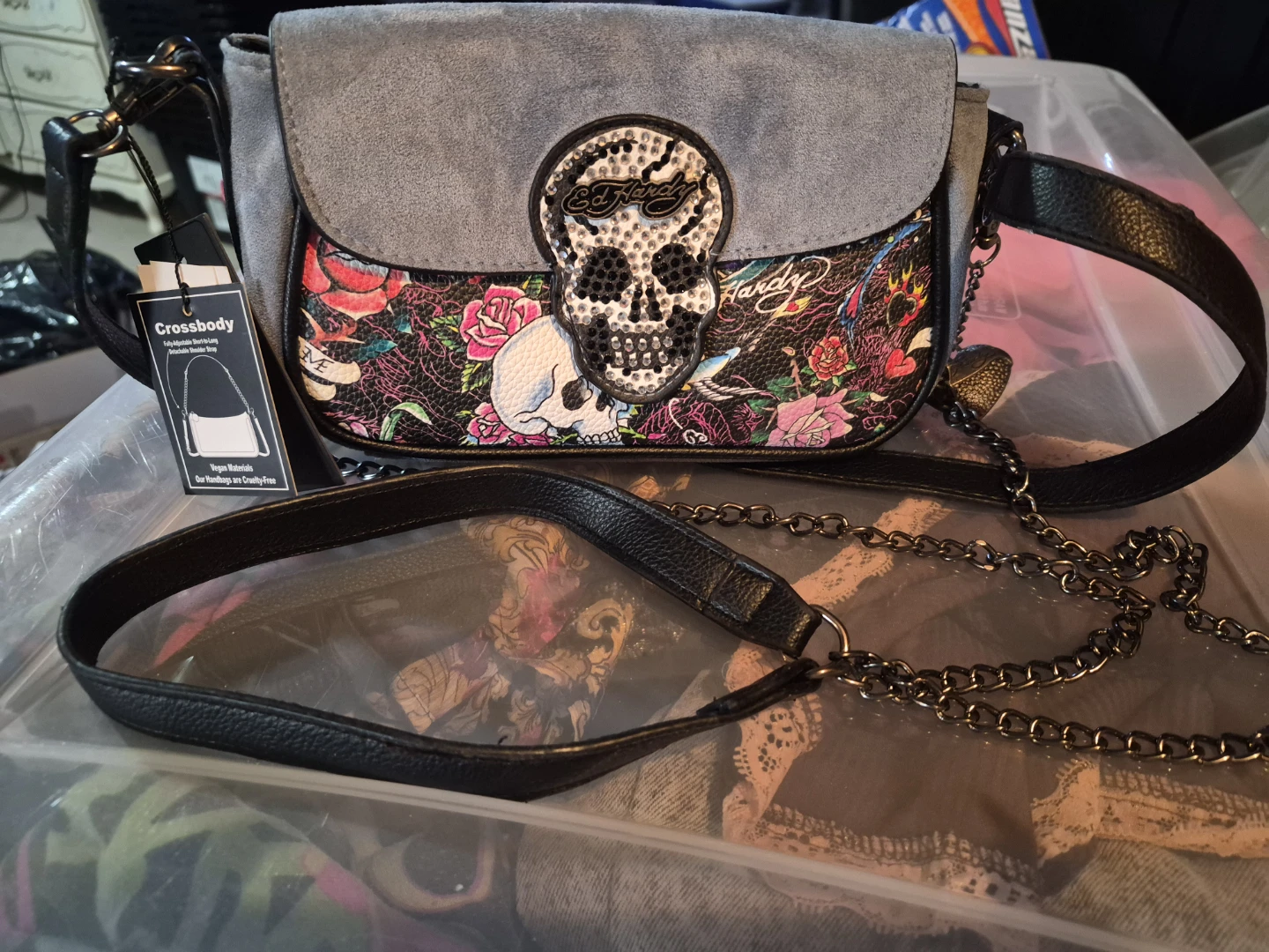 Ed Hardy Skull Print Crossbody Bag