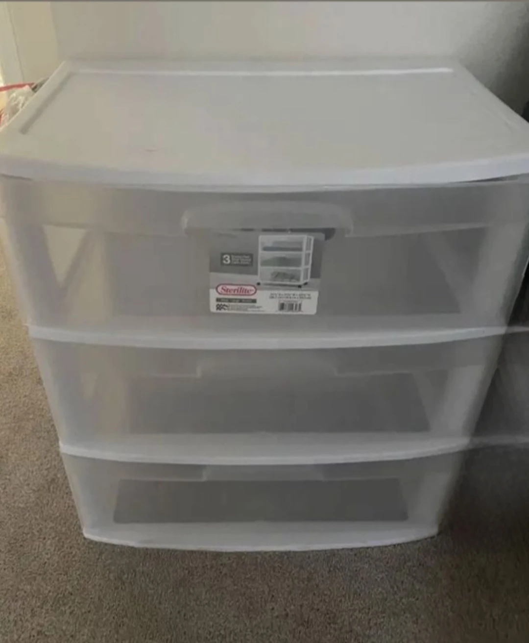 Sterilite Wide 3-Drawer Storage Cart, White - photo 3