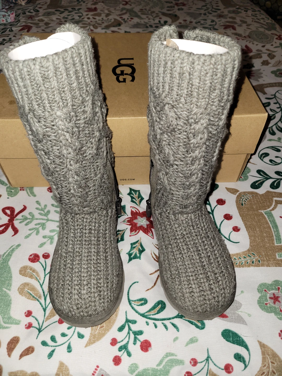 UGG Classic Cardi Cabled Knit Boots Grey Size 10 - photo 3