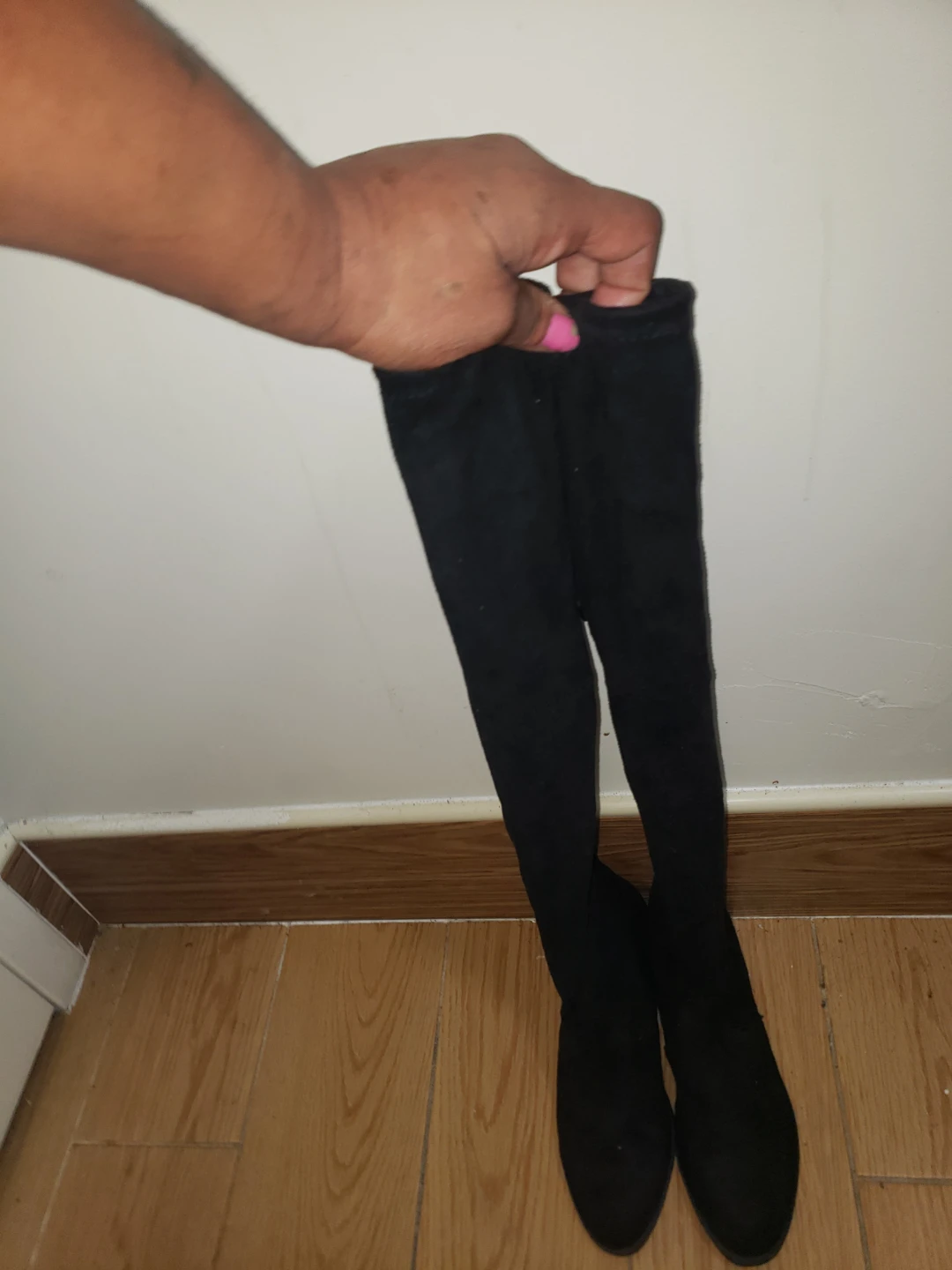 Black Over-the-Knee Suede Boots