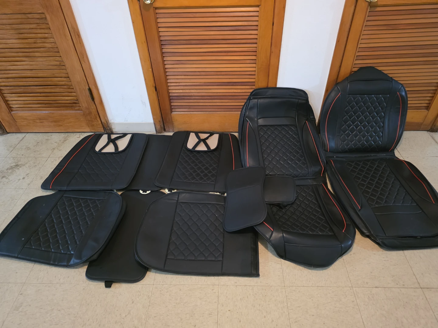 Black and Red Quilted Car Seat Covers