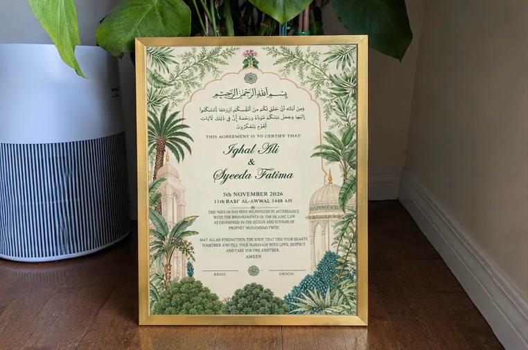 Nush Custom Framed Islamic Wedding Nikah Certificate - photo 4