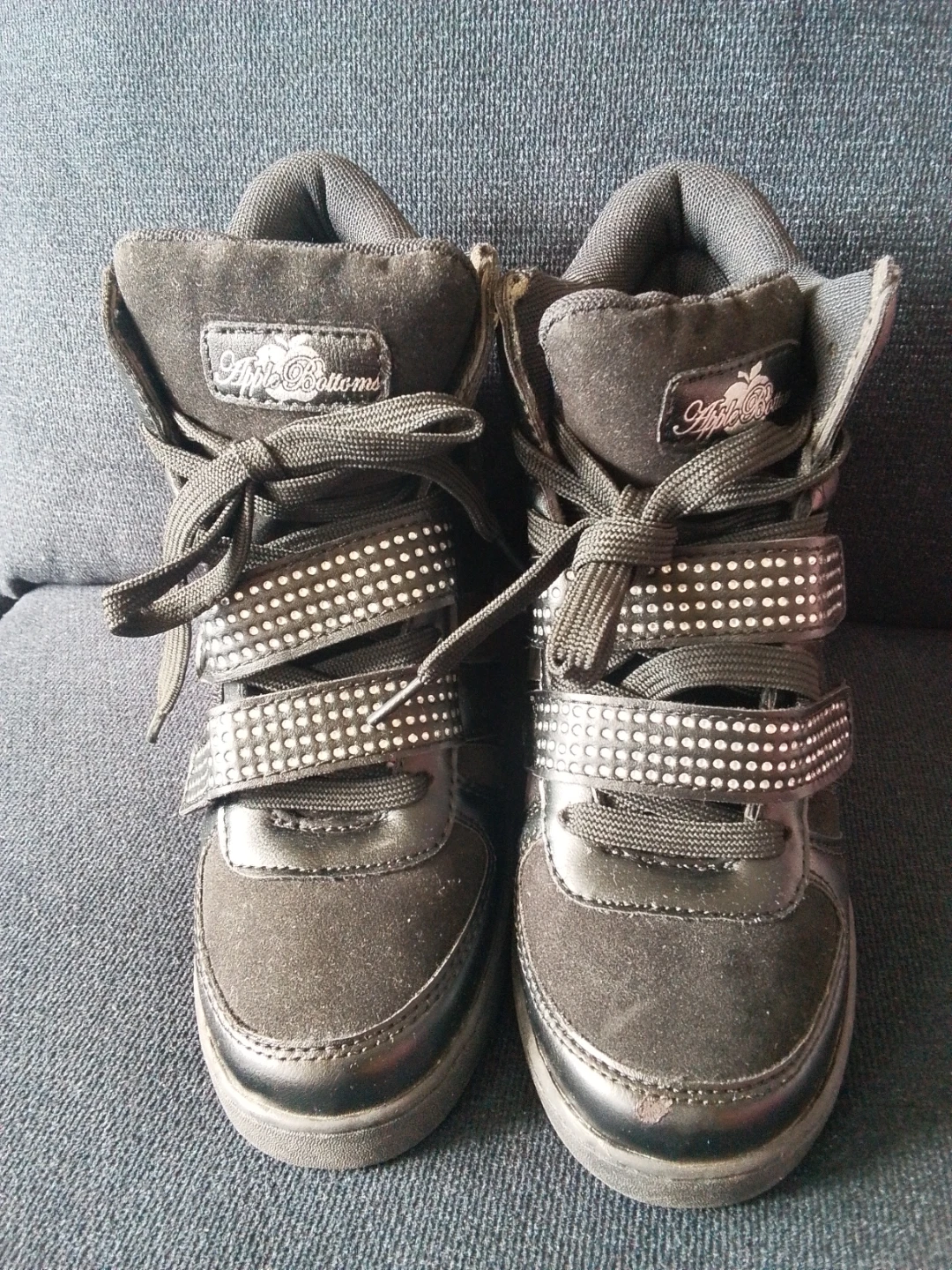 Apple Bottoms Black Wedge Sneakers