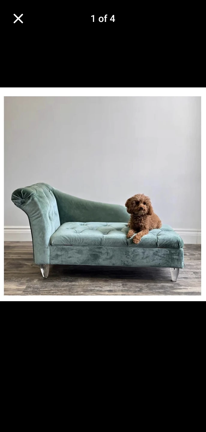 Velvet Pet Chaise Lounge with Storage