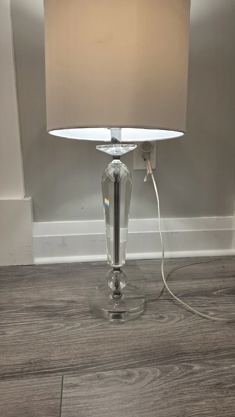 Crystal Table Lamp with White Shade