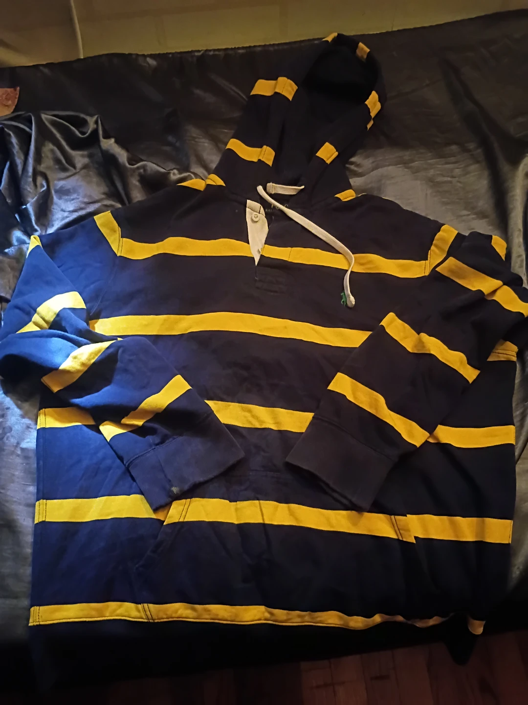 Vintage Ralph Lauren Navy and Yellow Striped Hoodie