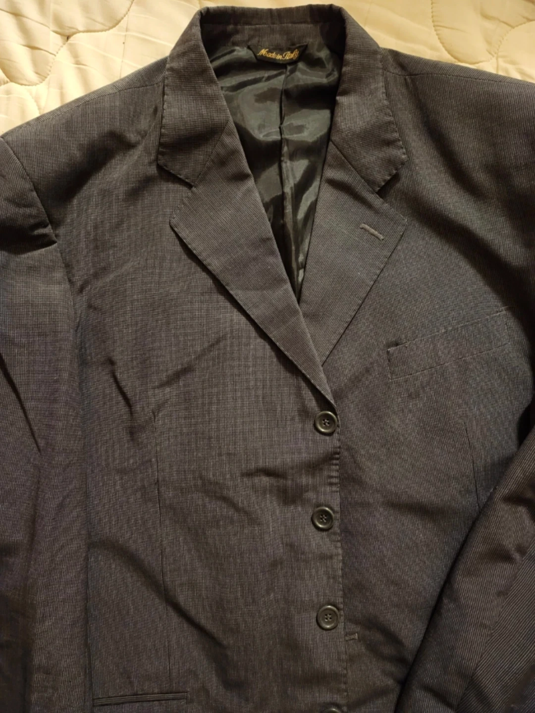 Black gray plaid 120's Italian Blazer Size 42L, NO HALFPRICE