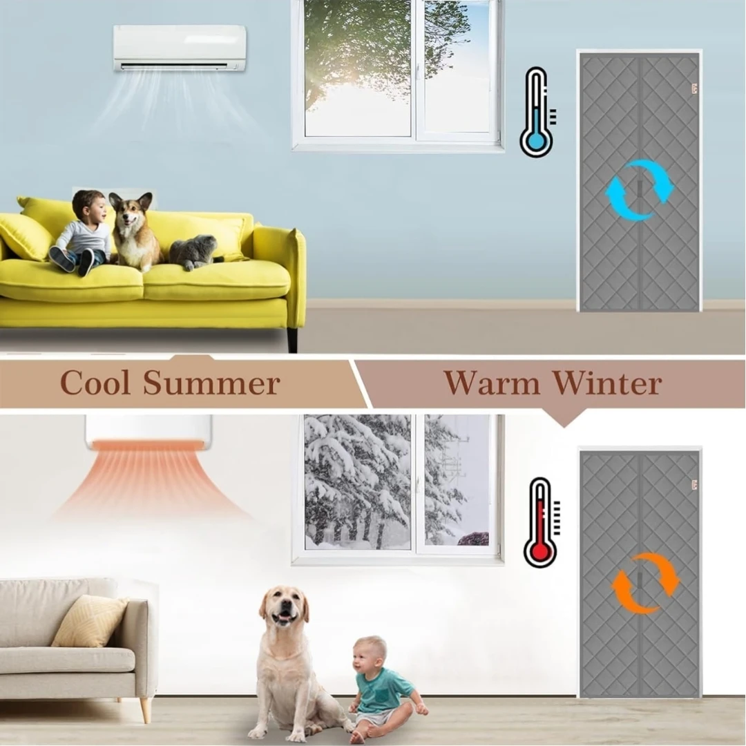 Magnetic Thermal Insulated Door Curtain for Winter