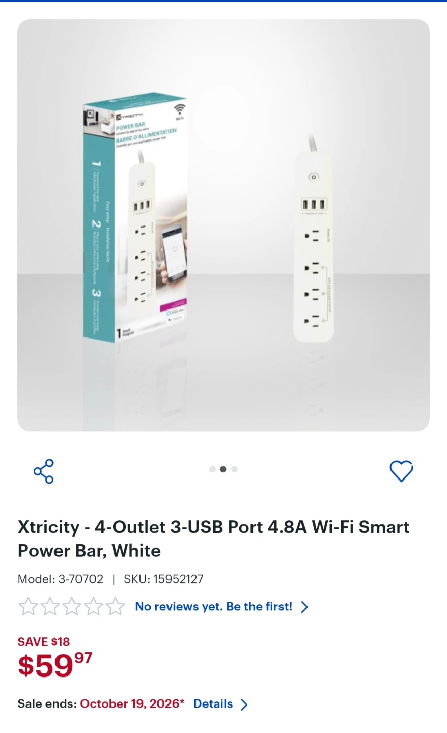 BNIB Xtricity Smart Wi-Fi Power Bar (Alexa & Google Assistant) - photo 3