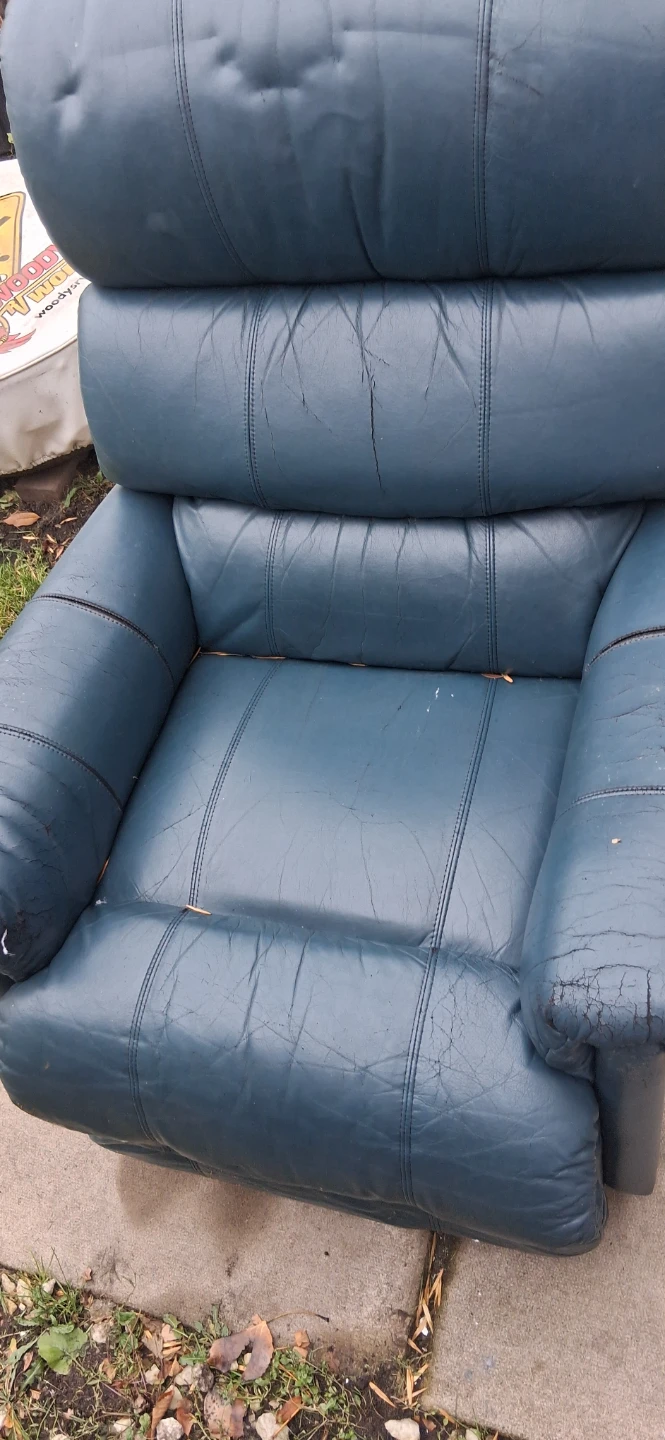 Blue Faux Leather Recliner