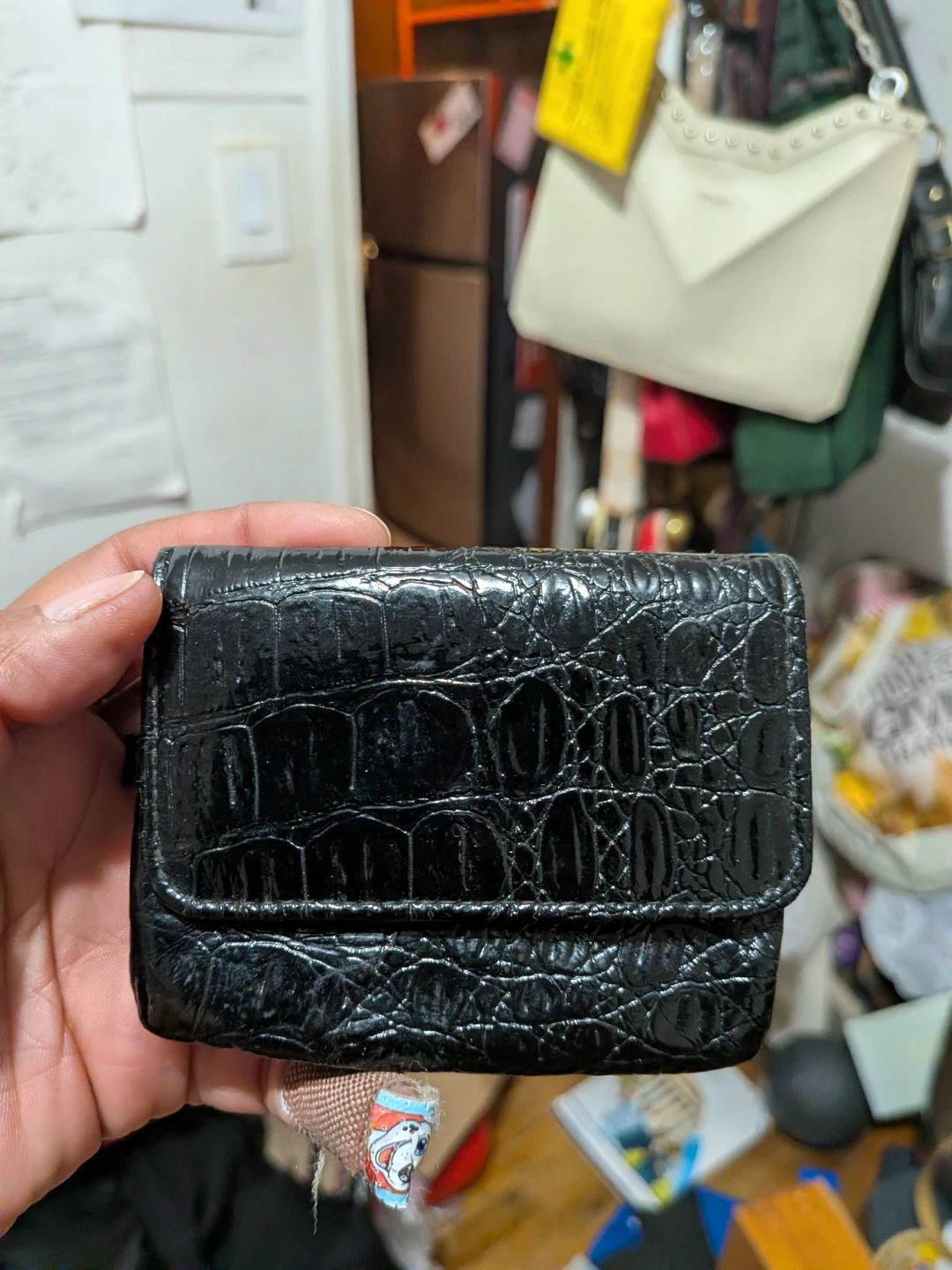 Black Crocodile Embossed Small Wallet