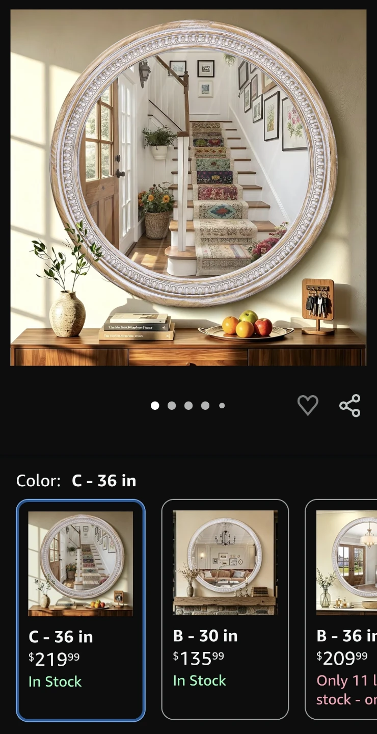 HOITUZYUS 36 Inch Large Round Wood Mirror - photo 2
