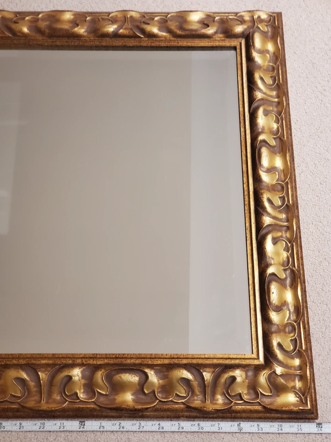 Large ornate gold-toned wall mirror - photo 3