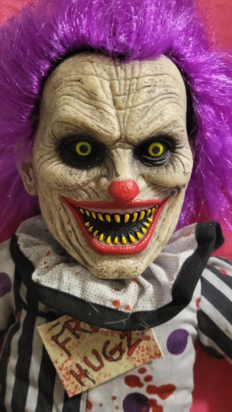 Spooky Purple-Haired Clown Doll