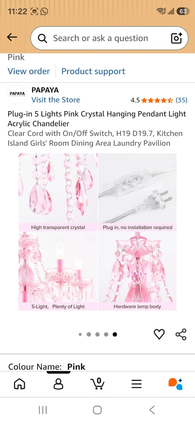 Pink 5-Light Crystal Pendant Chandelier - photo 3