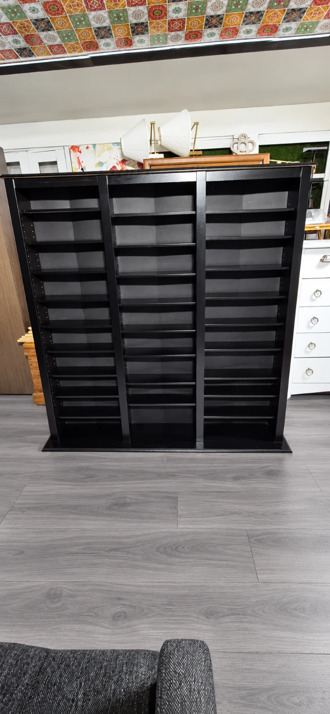 Black Media Storage Shelf Unit