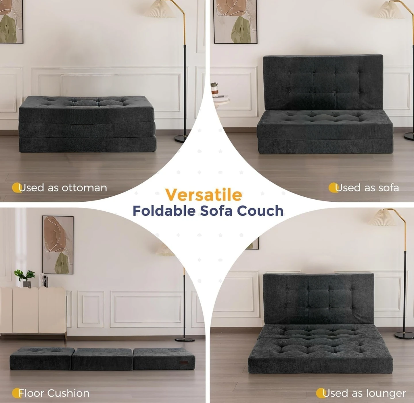 4-in-1 Multi-Functional Queen Folding Sofa Couch - photo 4