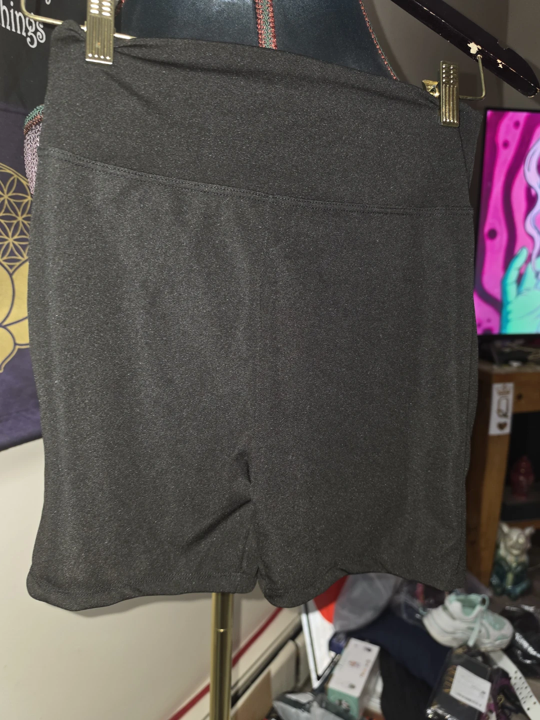 Black cargo style athletic shorts
