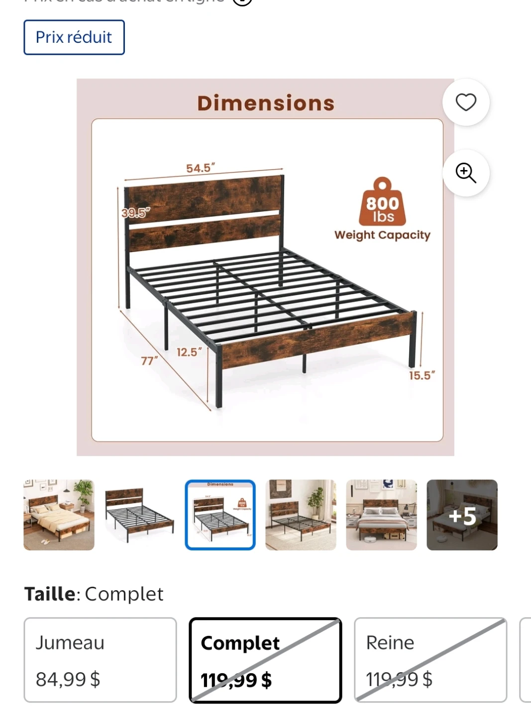 COSTWAY Full Size Bed Frame with Headboard – Like New - photo 3