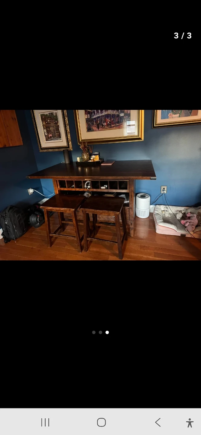 Kitchen Island Table with Two Stools