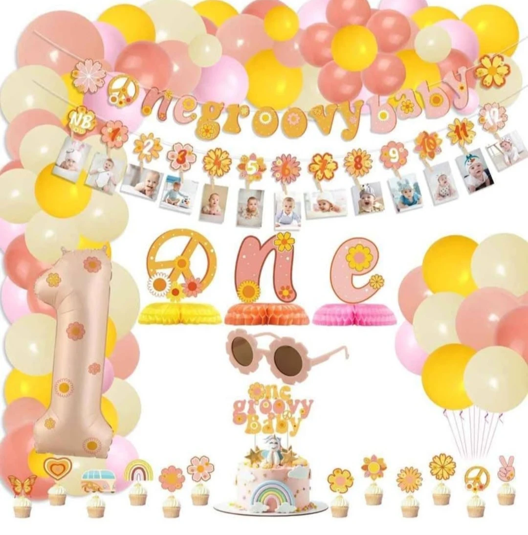 One Groovy Baby Birthday Decoration Set