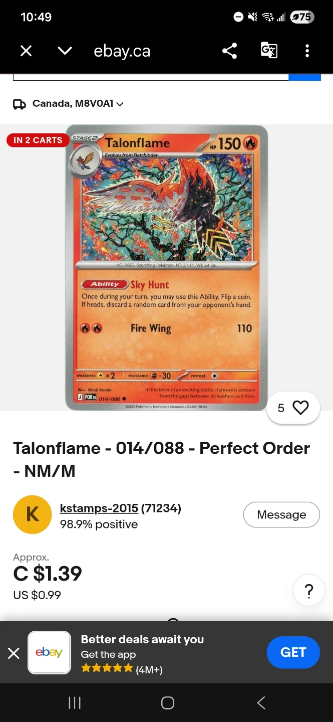 Talonflame 014/088 Pokemon Card - photo 3