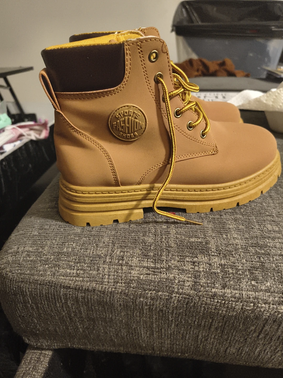 Sports Fashion Tan Ankle Boots