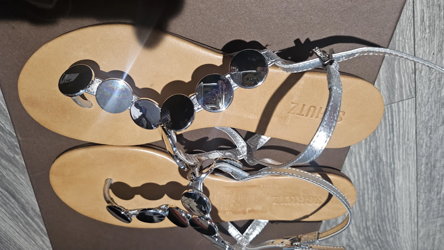 Schutz Metallic Silver Sandals Size 8B - photo 2