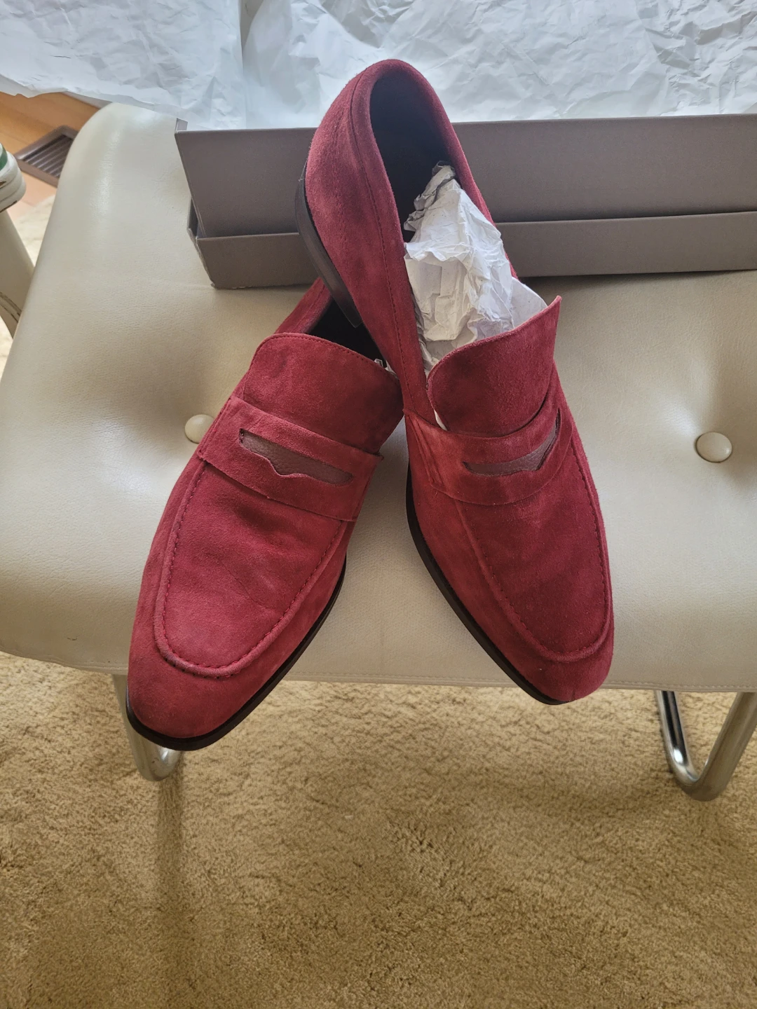 New ALDO Maroon Suede Loafers sz 10