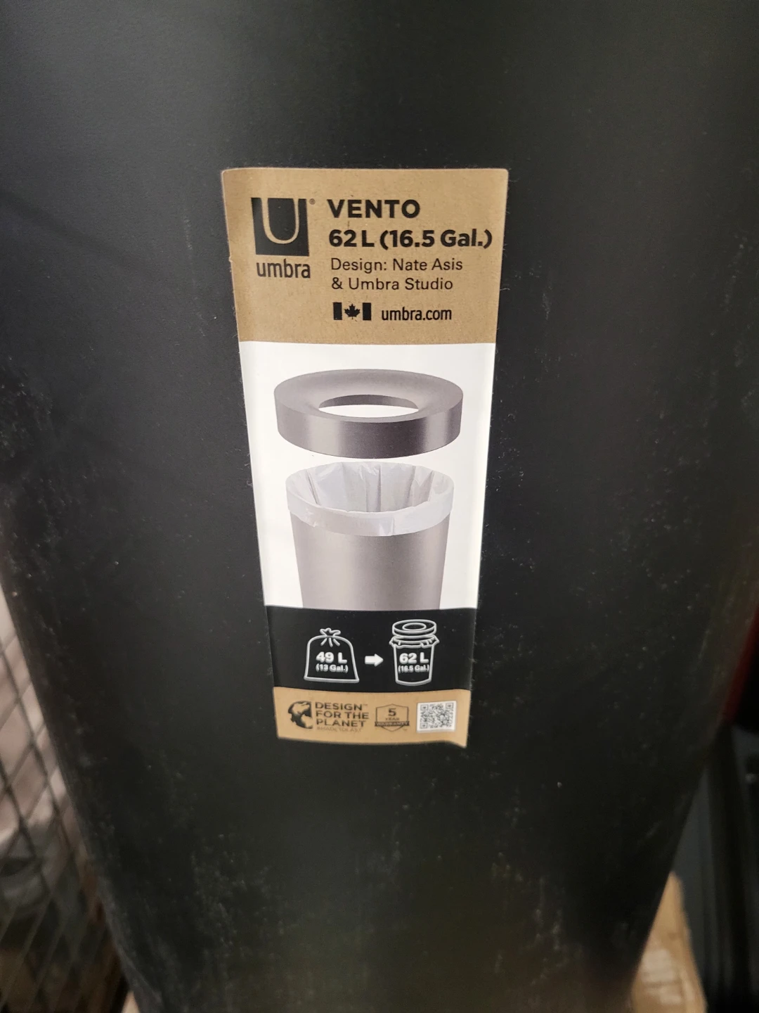 Umbra Vento 62L Garbage Can