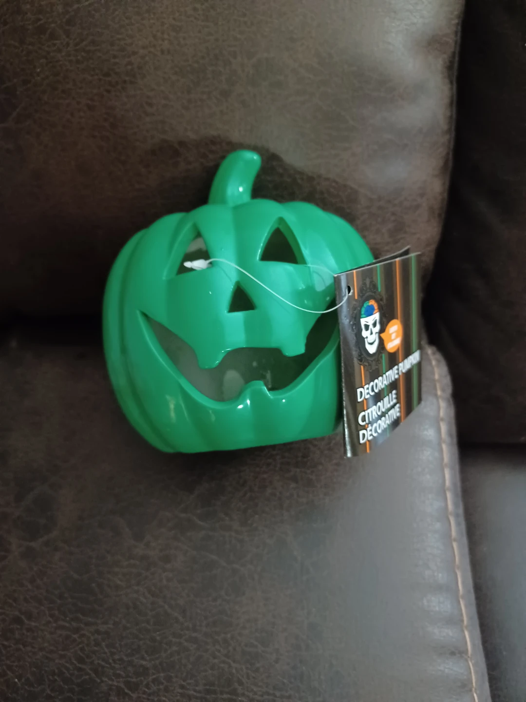 Green Light-Up Jack-O'-Lantern