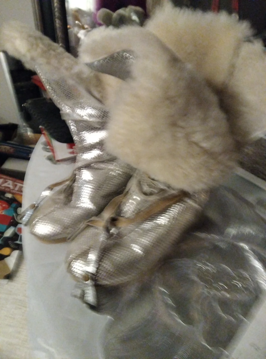 Lfa Silver Metallic Boots lined with real fur - photo 2