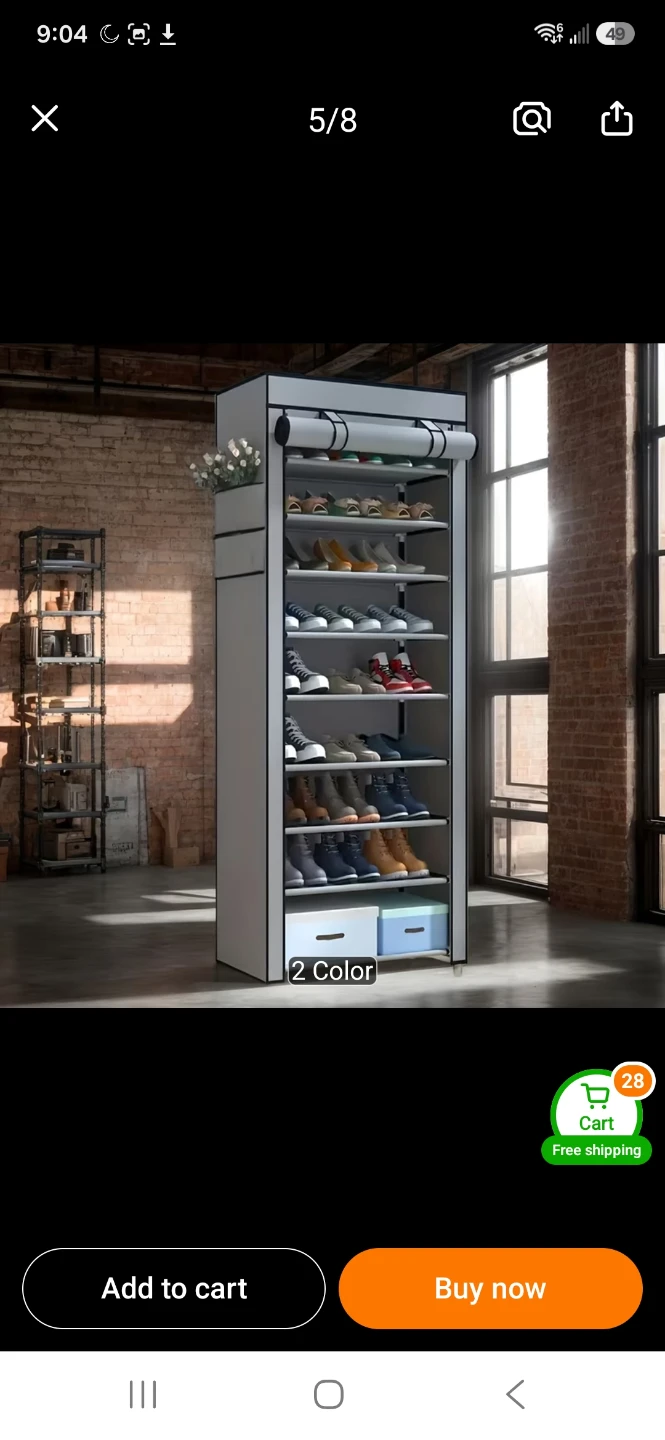 9-Tier Portable Shoe Rack with Fabric Cover - photo 2
