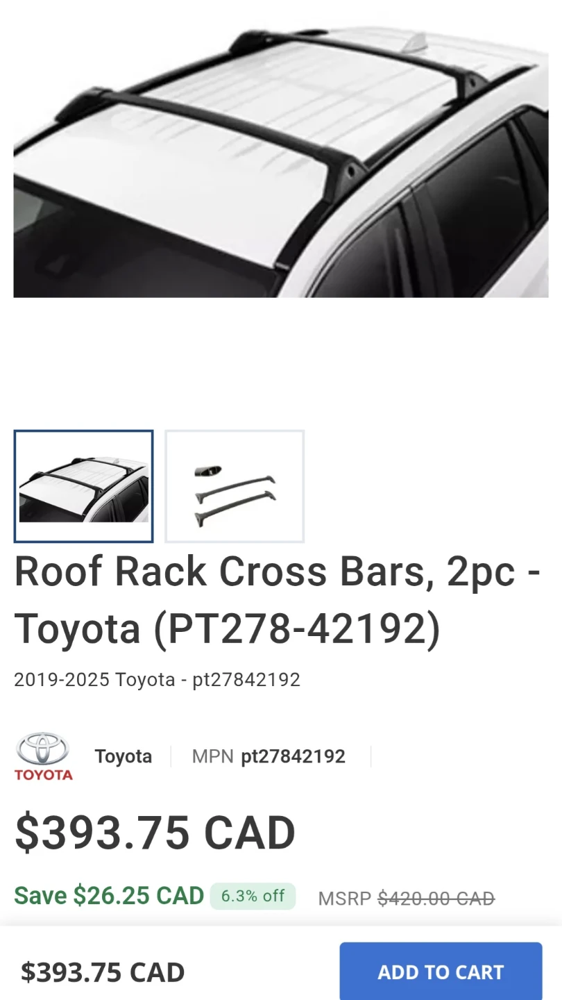 Toyota Rav4 Oem Cross Bars