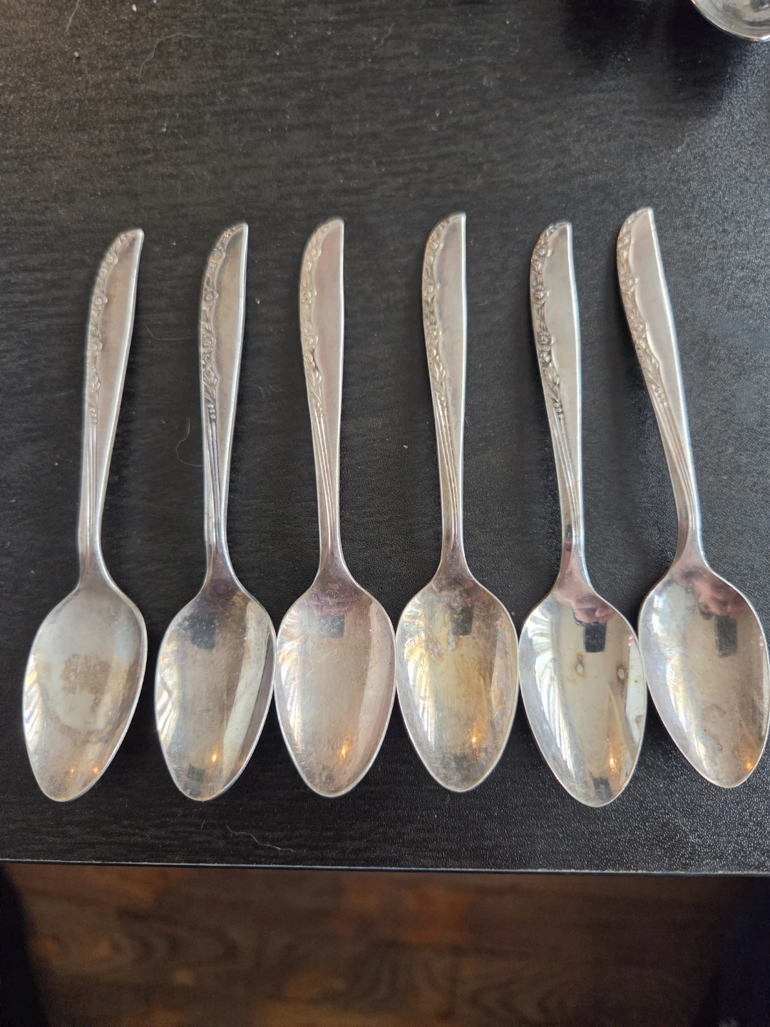 Set of 6 Vintage Floral Design Spoons